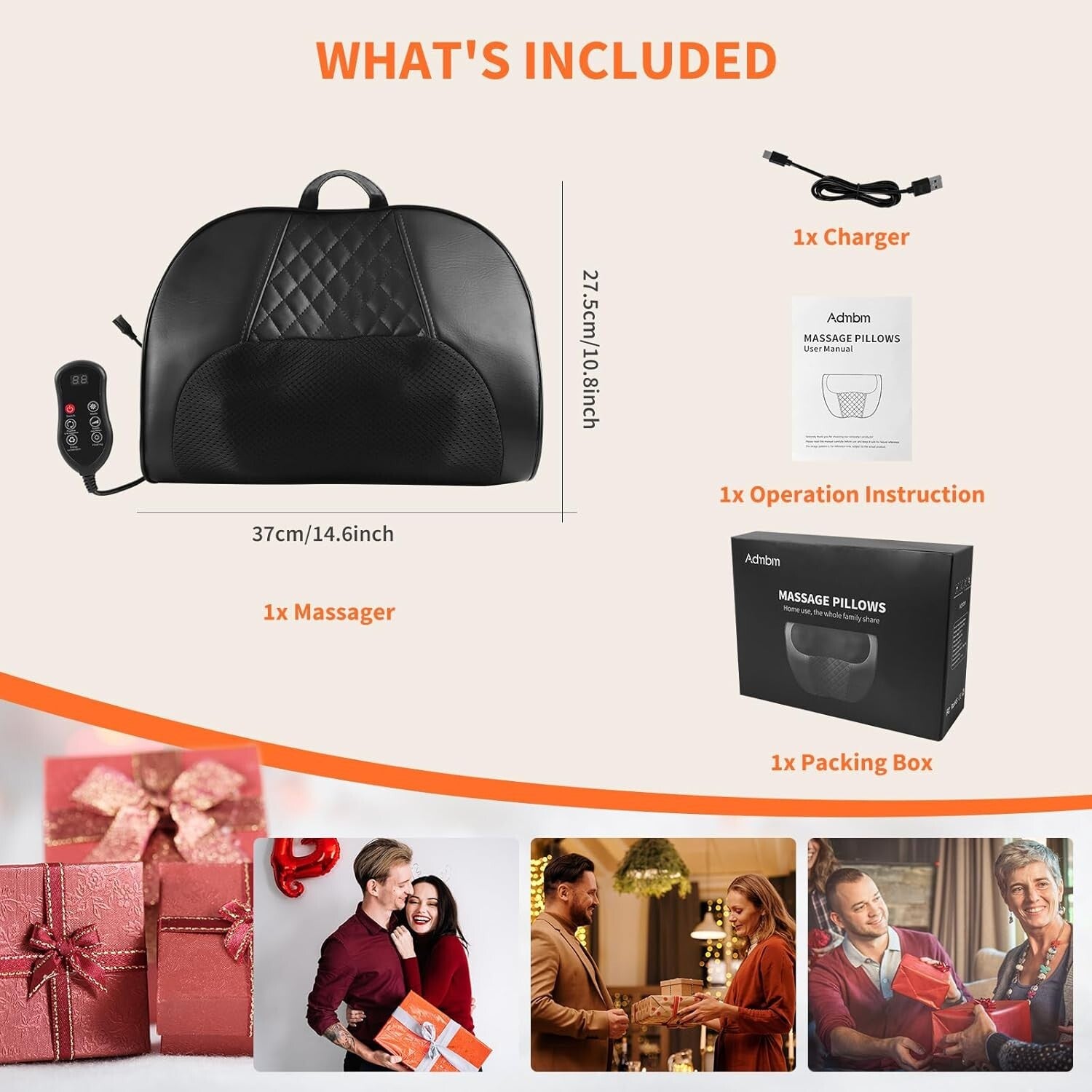 Cordless Rechargeable Neck and Back Massager with Heat - Shiatsu Therapy Relief