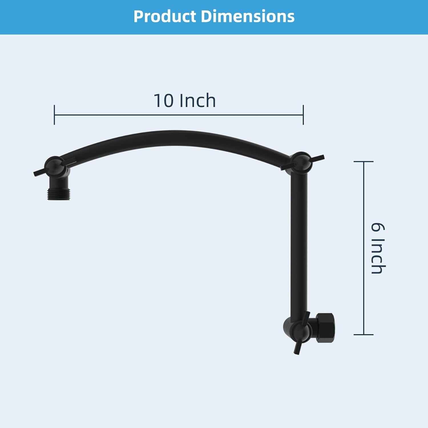 Durable Matte Black 16'' Shower Head Arm - Height Adjustable Brass & Steel Combo
