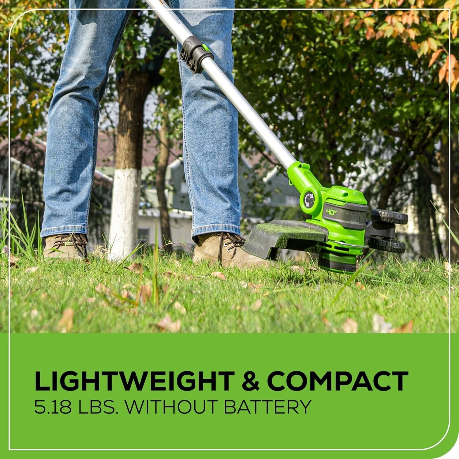 Eco-Friendly 40V 13-Inch Cordless Trimmer with Auto-Feed & Adjustable Height