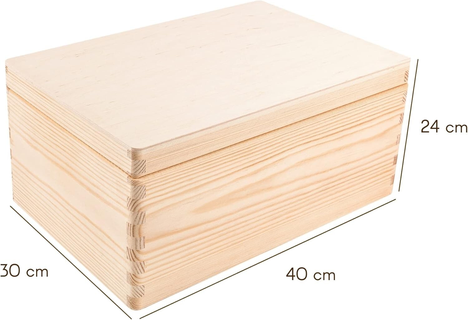 Spacious Hinged Lid Wooden Storage Box - Ideal for Crafts & Toys 15.8x11.8