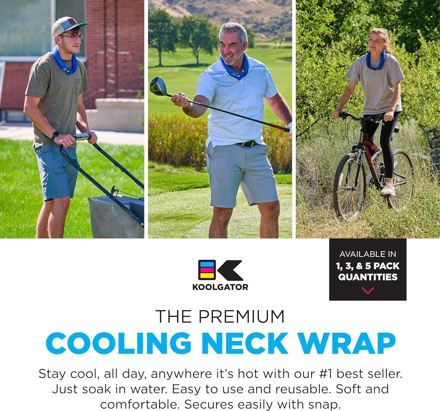 All-Day Cooling Neck Wrap - 5 Pack | Soft, Breathable Fabric for Active Adults