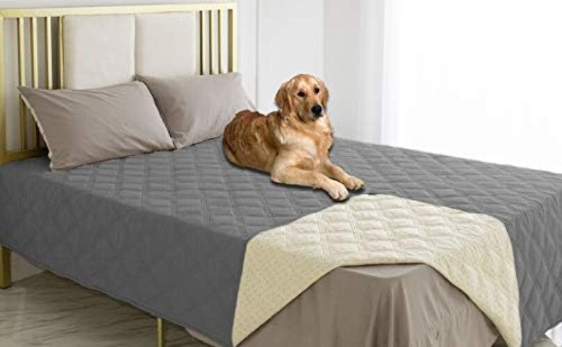 Waterproof Dog Bed Cover with Anti-Slip Back - Luxury Pet Blanket in Dark Grey