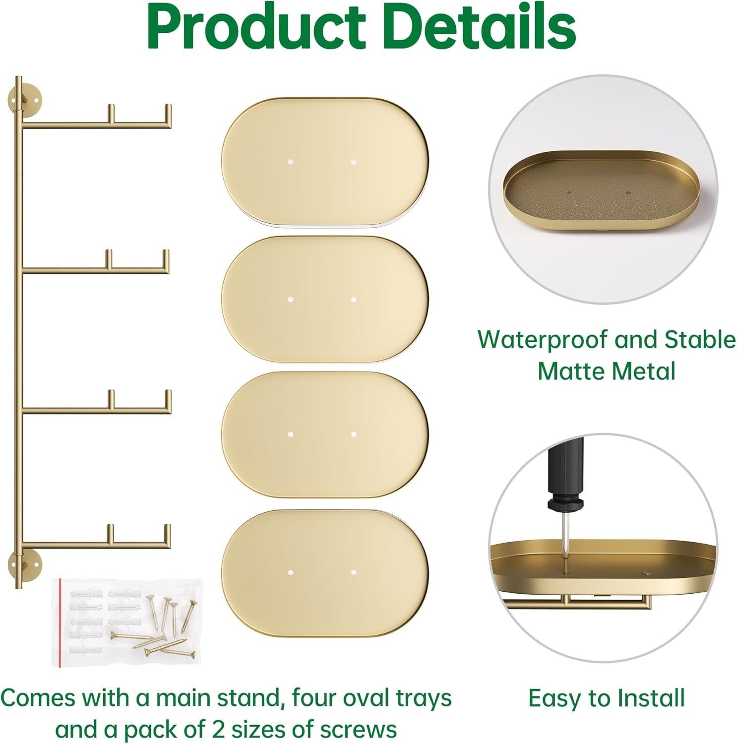 Rotating 4-Tier Wall-Mounted Plant Stand - Elegant Golden Shelf for Indoor Use