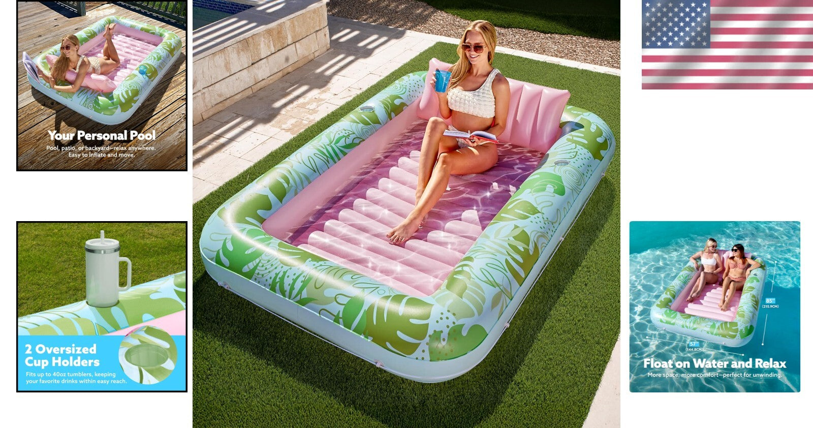 Ultimate 4-in-1 Inflatable Pool Raft with Pillow - Perfect for Summer Sunbathing