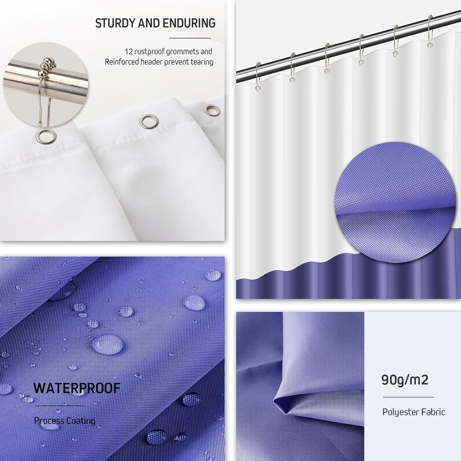 Durable Navy Blue Bathroom Accessories Set – Shower Curtain & Storage Solutions