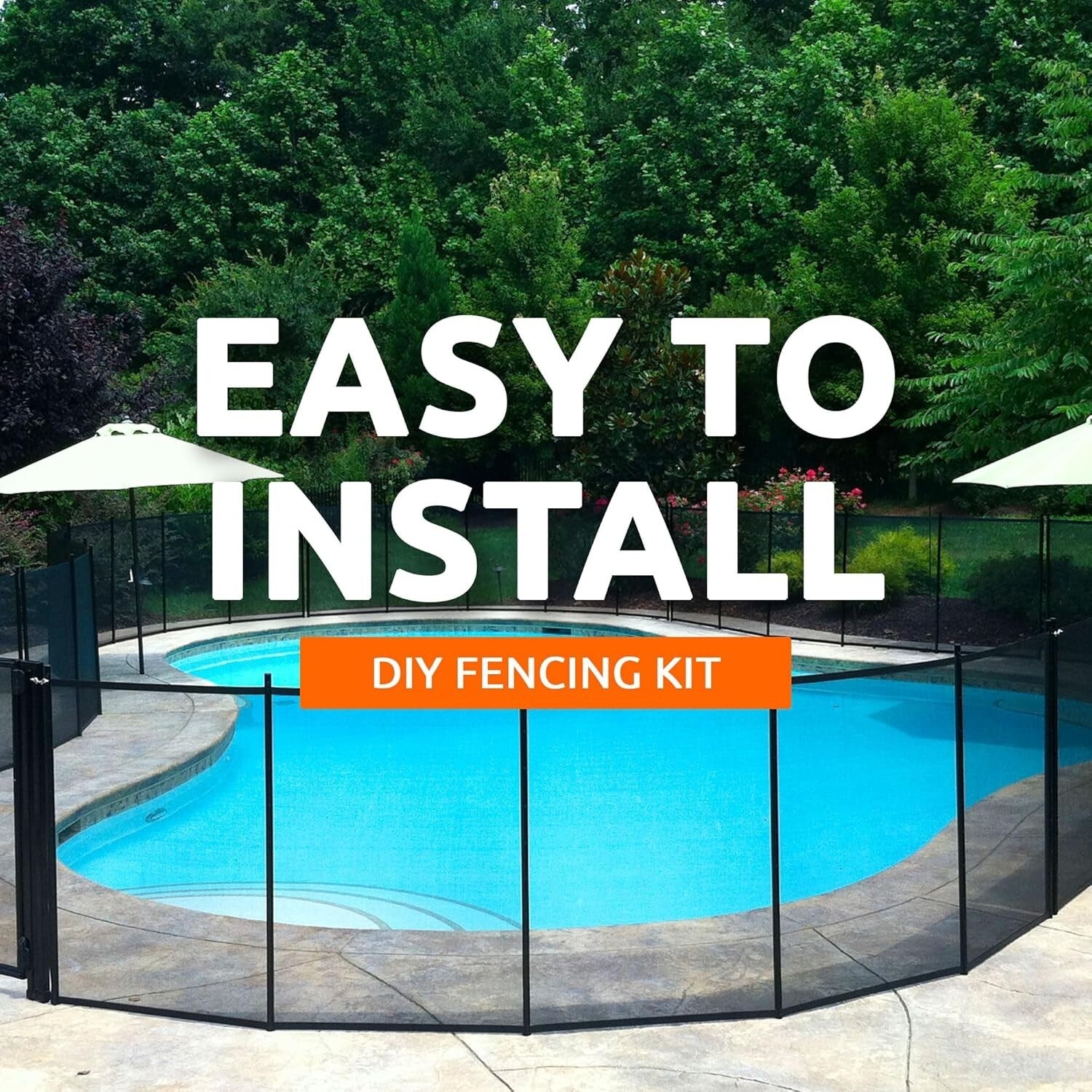 4' Height Mesh Pool Fence DIY Kit - Sturdy Black Safety Solution by Life Saver