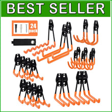 Load image into Gallery viewer, Industrial Garage Hooks Set - 24 Versatile Storage Solutions for Tools and Bikes