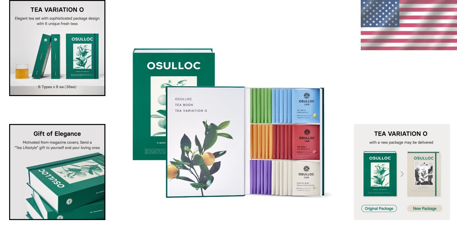 Elegant 36-Count Tea Gift Set with 6 Premium Organic Blends from Jeju Island