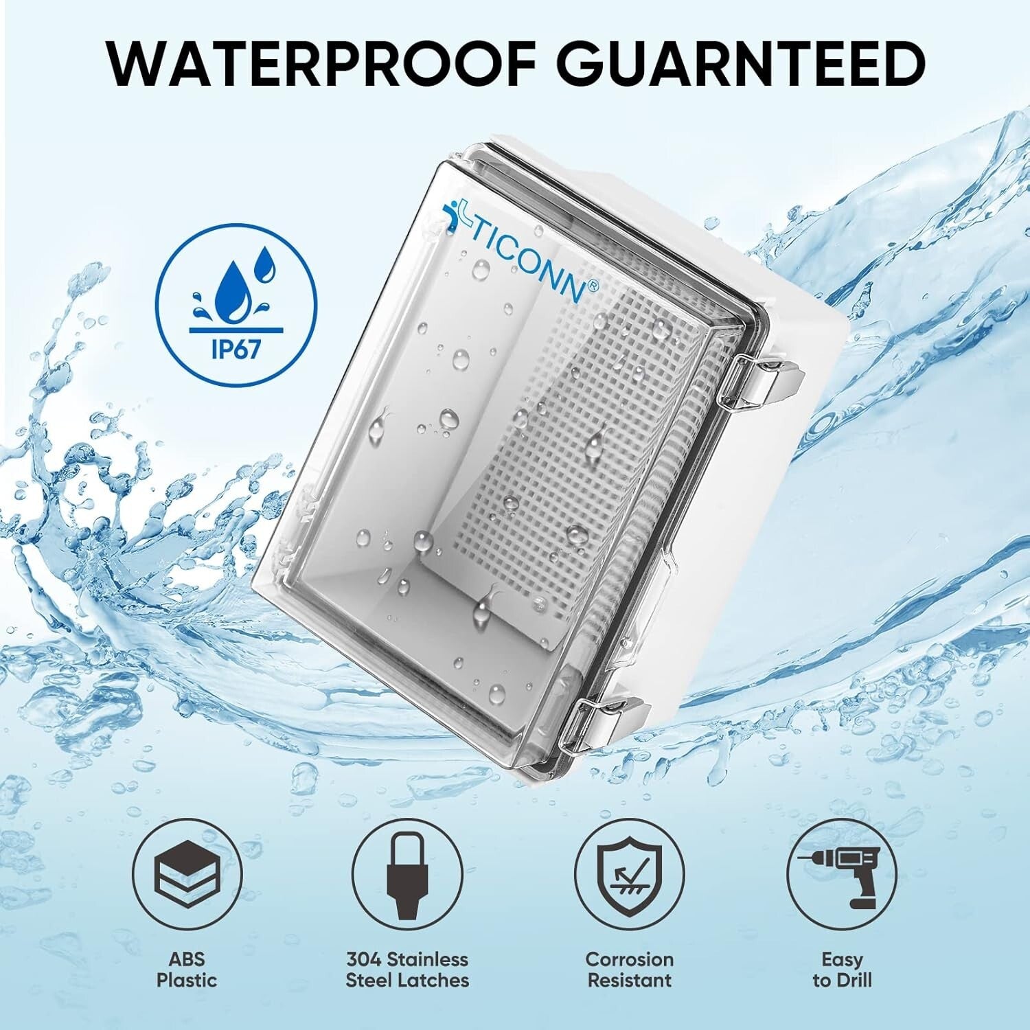 Secure IP67 Waterproof Electrical Junction Box with Transparent Cover 15.7x11...