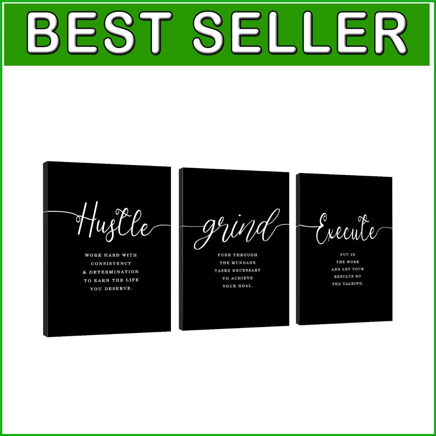Durable Modern Canvas Art Set - Motivational Quotes for Office & Home (3 pcs)