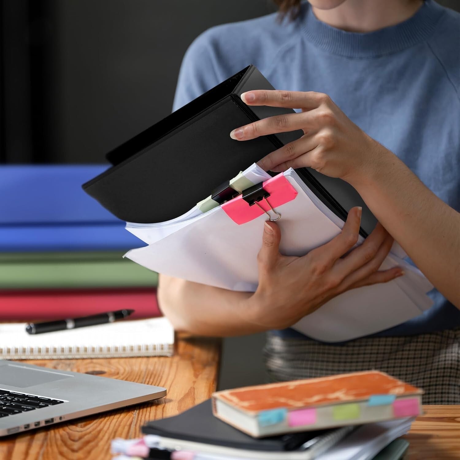 Professional 1 Inch Round Ring Binders - 12 Pack with Customizable Clear Covers