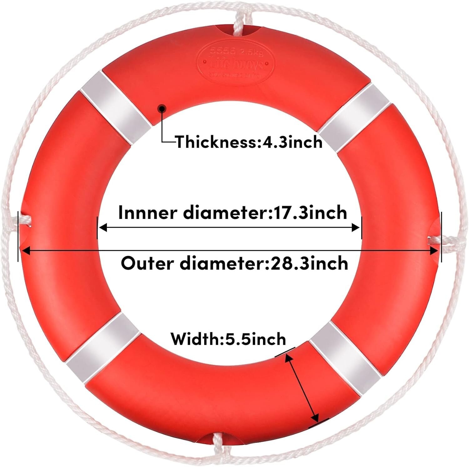 Emergency-Ready 28" Sailing Life Ring with Reflective Tape and Storage Bracket