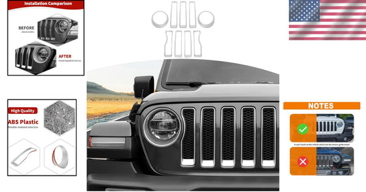 Stylish Chrome Grille Insert & Headlight Cover for Jeep Wrangler JL 2018-2022