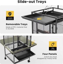 Load image into Gallery viewer, Elegant Black Bird Cage with Play Top - Ideal for African Grey, Macaws, and More
