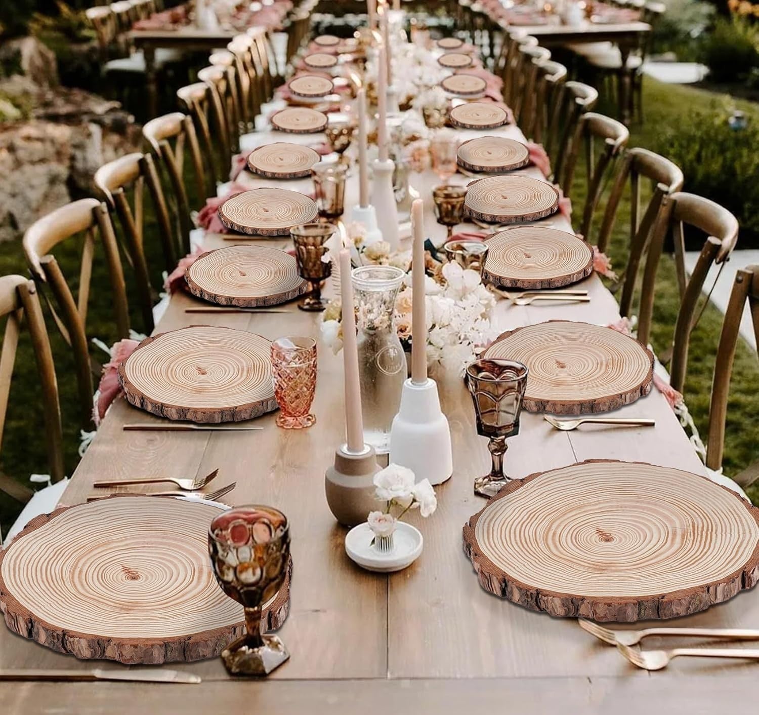 DIY Craft Wood Slices 9-10'' - Natural Pine Rounds for Home & Event Decor