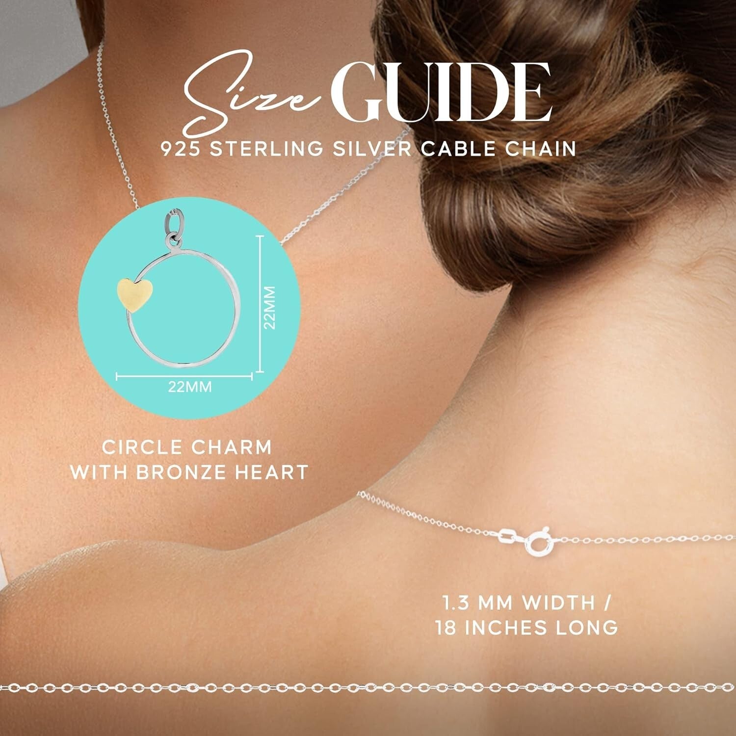 Handmade Silver Circle Charm Necklace with Bronze Heart – Perfect Gift for Da...