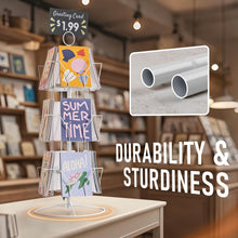 Load image into Gallery viewer, Versatile White Card Display Stand with Smooth Rotational Feature - Metal Design