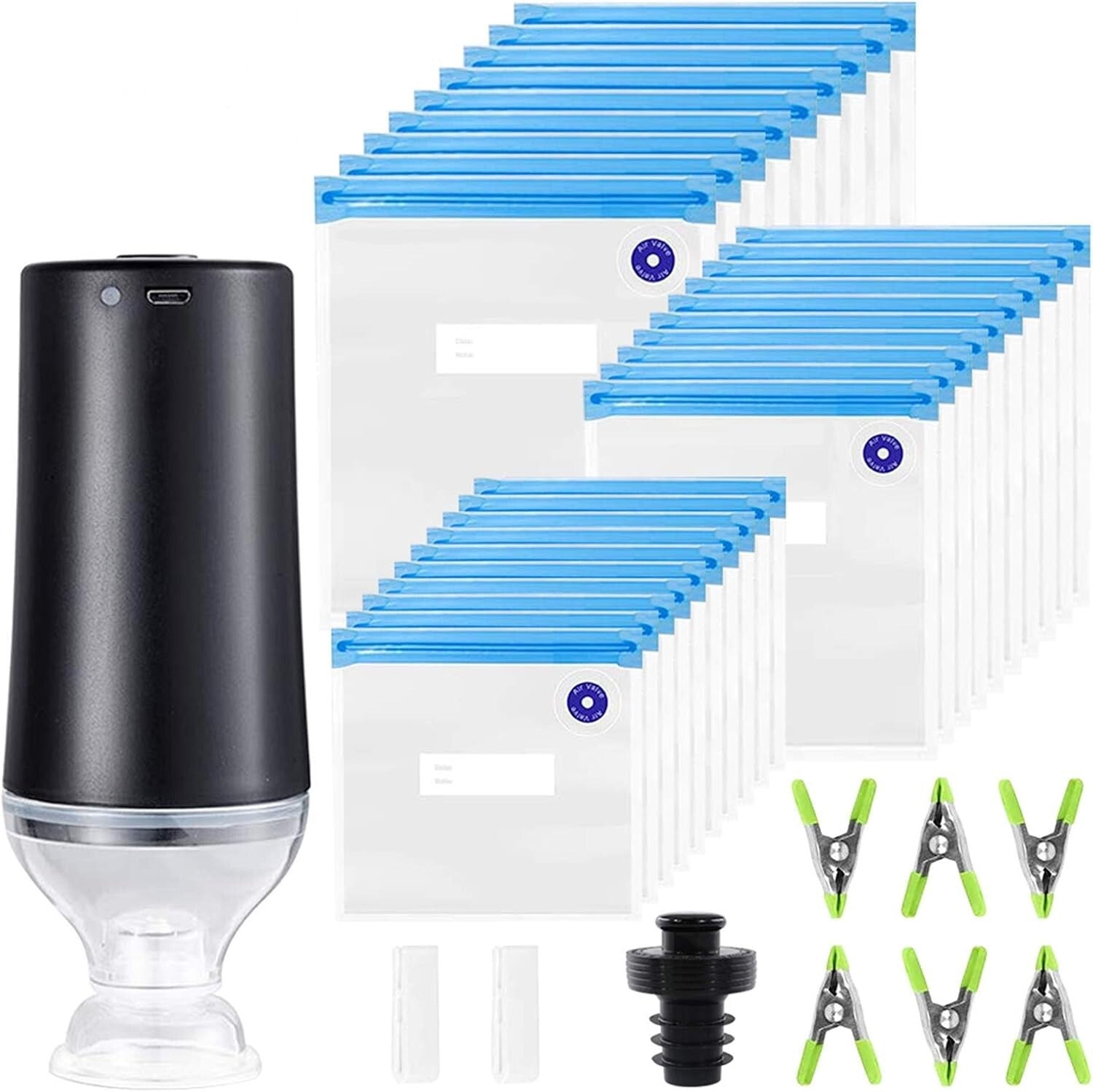 Premium Sous Vide Bags Kit – 40 Reusable Vacuum Bags with Electric Pump & Clips