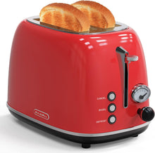 Load image into Gallery viewer, Stylish 850W Retro Toaster: 2 Slice, 1.5'' Slots, Defrost &amp; High Lift Features