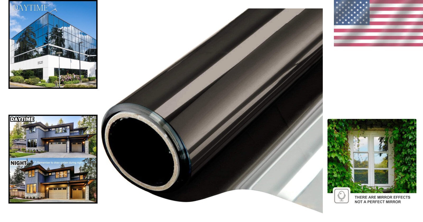 Durable Non-Adhesive One Way Window Tint for Home & Office - 6 Mil Thickness