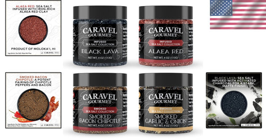 Signature Sea Salt Sampler: Smoked Bacon Chipotle, Garlic Herb & Spicy Varieties