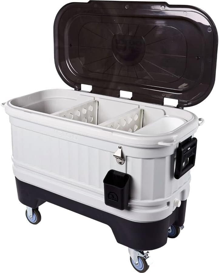 125 Quart Insulated Hard Shell Ice Chest Cooler with Bottle Opener - Party Bar