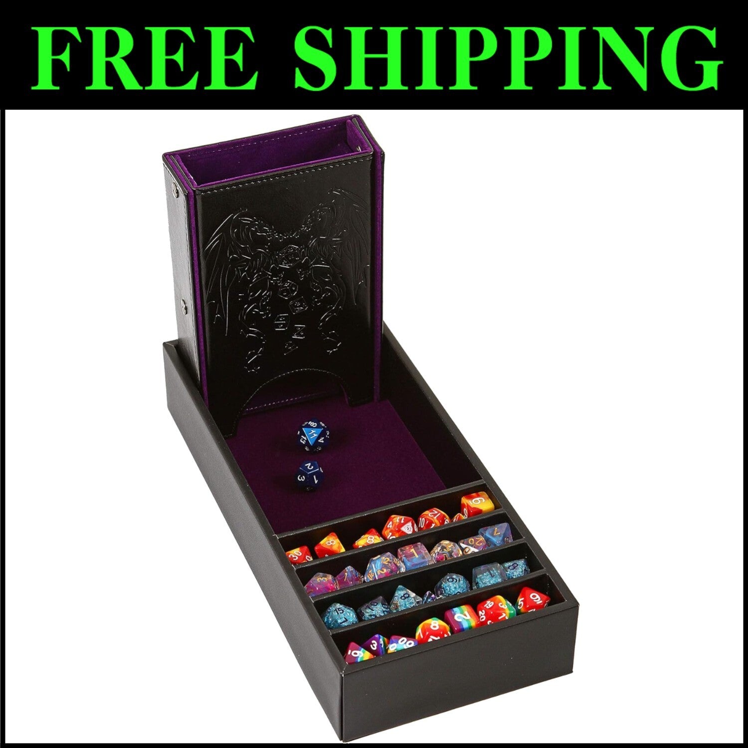 Portable PU Leather Dice Tray and Tower - Ultimate Dungeons & Dragons Storage