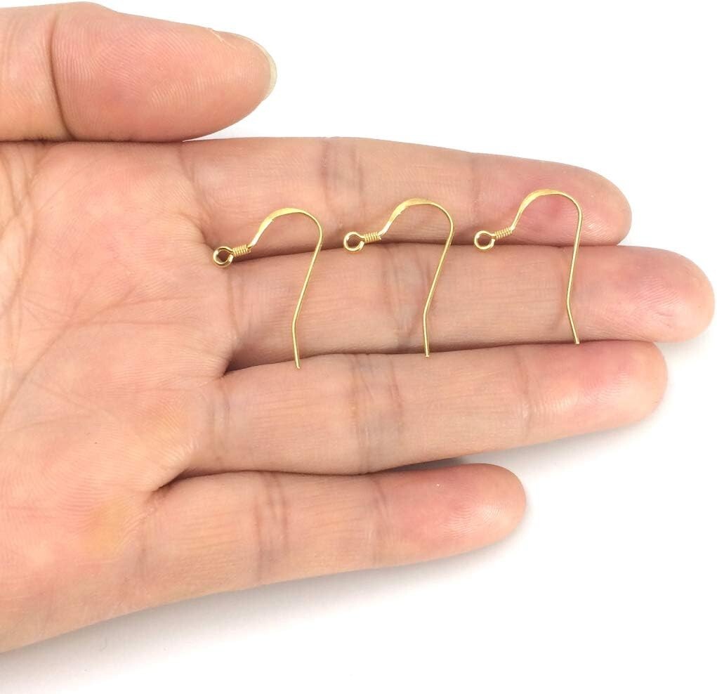 Elegant 18k Yellow Gold Plated Earring Hooks - 50pcs Heavy Duty Sterling Silver