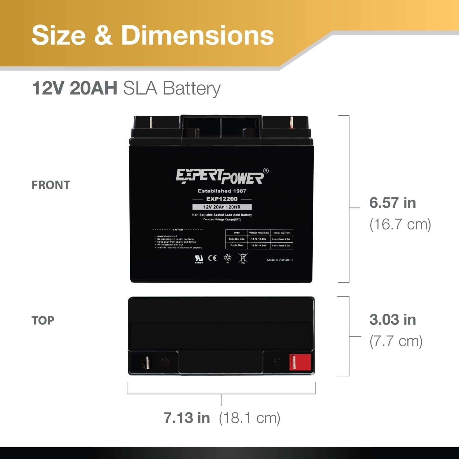 Rechargeable 12 Volt 20Ah Lead Acid Battery - Perfect for Scooters & Wheelchairs
