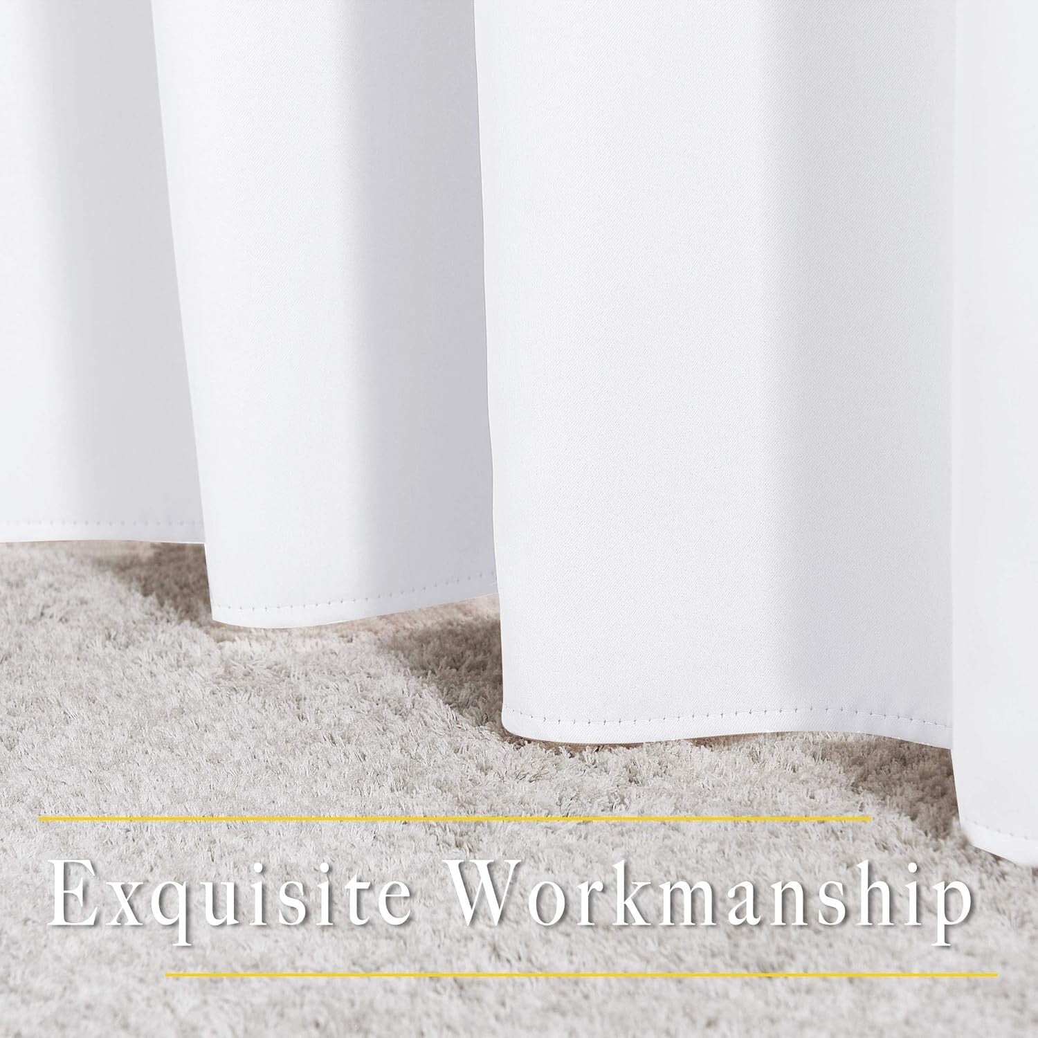 Modern White Room Darkening Grommet Curtains - Noise Reducing Insulated Panels