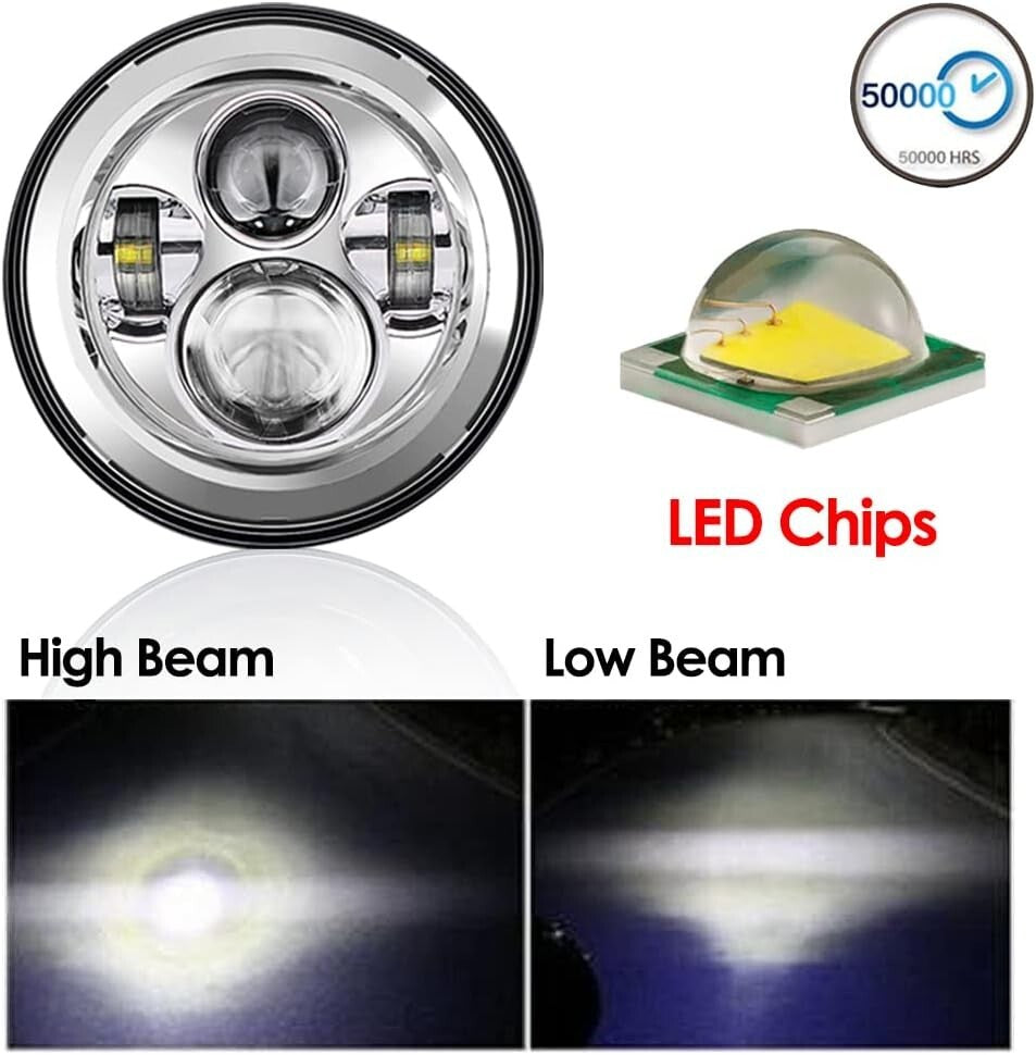 Plug-and-Play 7-Inch Chrome LED Headlight for 2014-2023 Street Glide & Road King