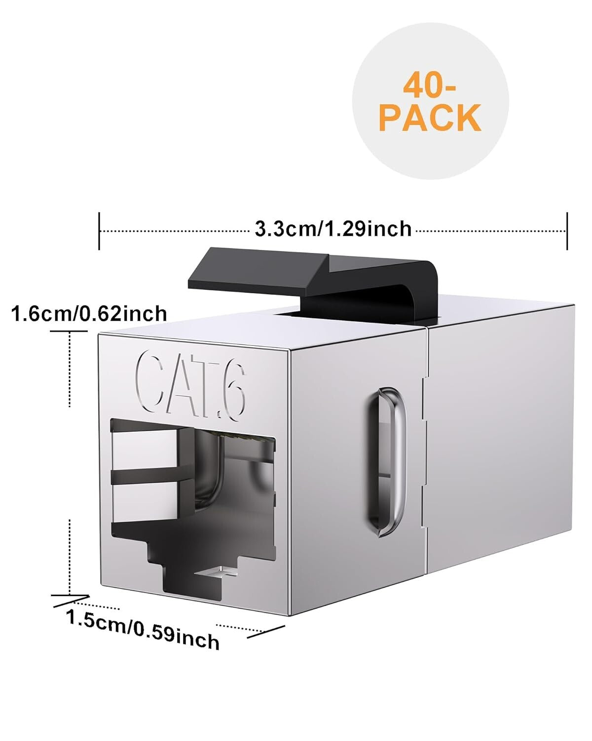 40 Pack Cat6 RJ45 Keystone Jacks - High-Speed Ethernet Couplers for Home Office