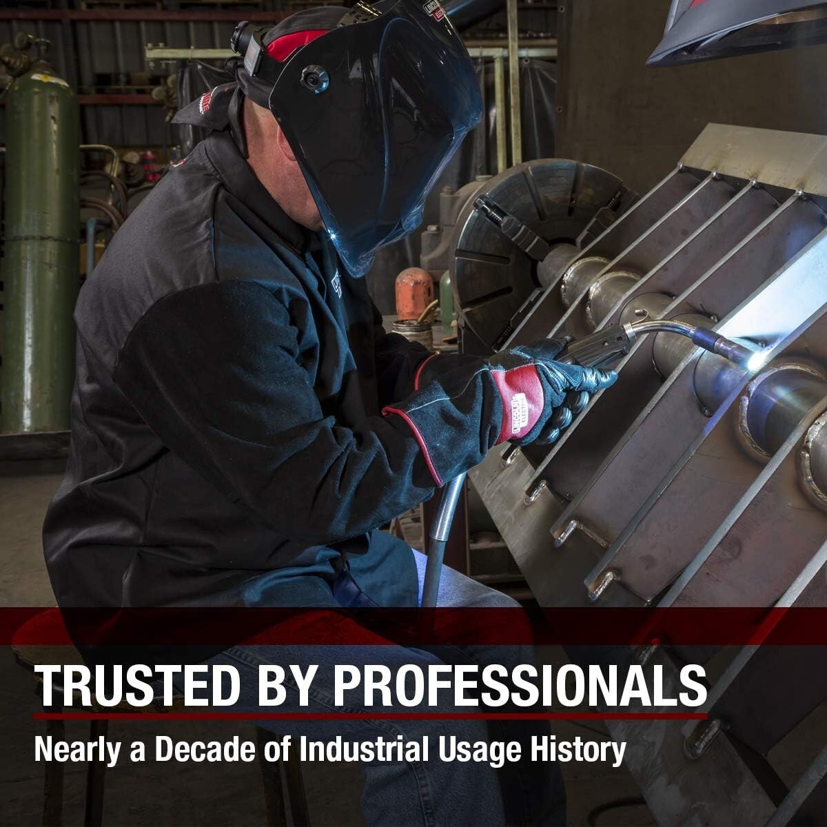 Durable Unisex Leather Sleeved Welding Jacket - X-Large Black Flame-Resistant