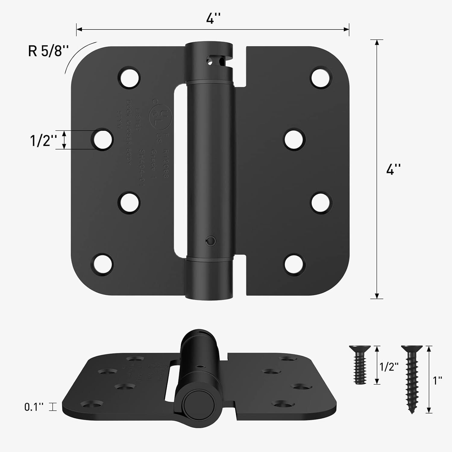Soft Close Door Hinges - 4 Pack, Matte Black, Ideal for Residential & Commercial