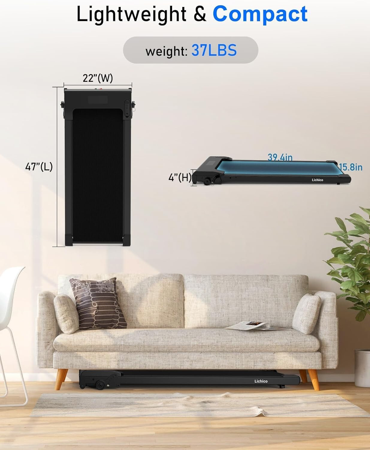 Lightweight Under Desk Treadmill with Advanced Shock Absorption - 265 lbs Max