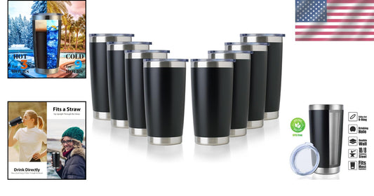 Durable 20oz Powder Coated Travel Tumblers - Insulated, 8 Pack Essentials