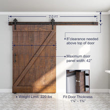 Load image into Gallery viewer, 7ft Heavy Duty Sliding Barn Door Hardware Kit with Industrial-Style Pull Handle