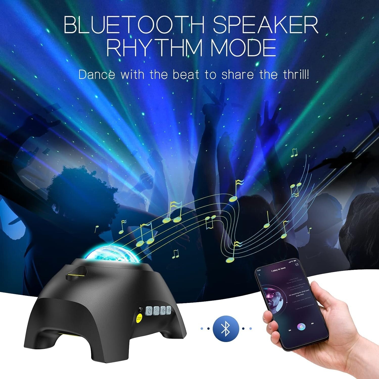 33 Light Effects Galaxy Projector - Bluetooth Night Light & Soothing Sounds