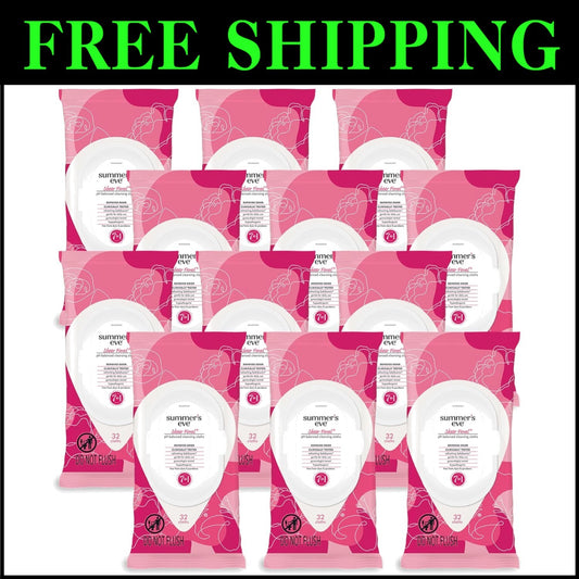 Refreshing Feminine Cleansing Wipes with Sheer Floral Scent - 32 Count, 12 Pack