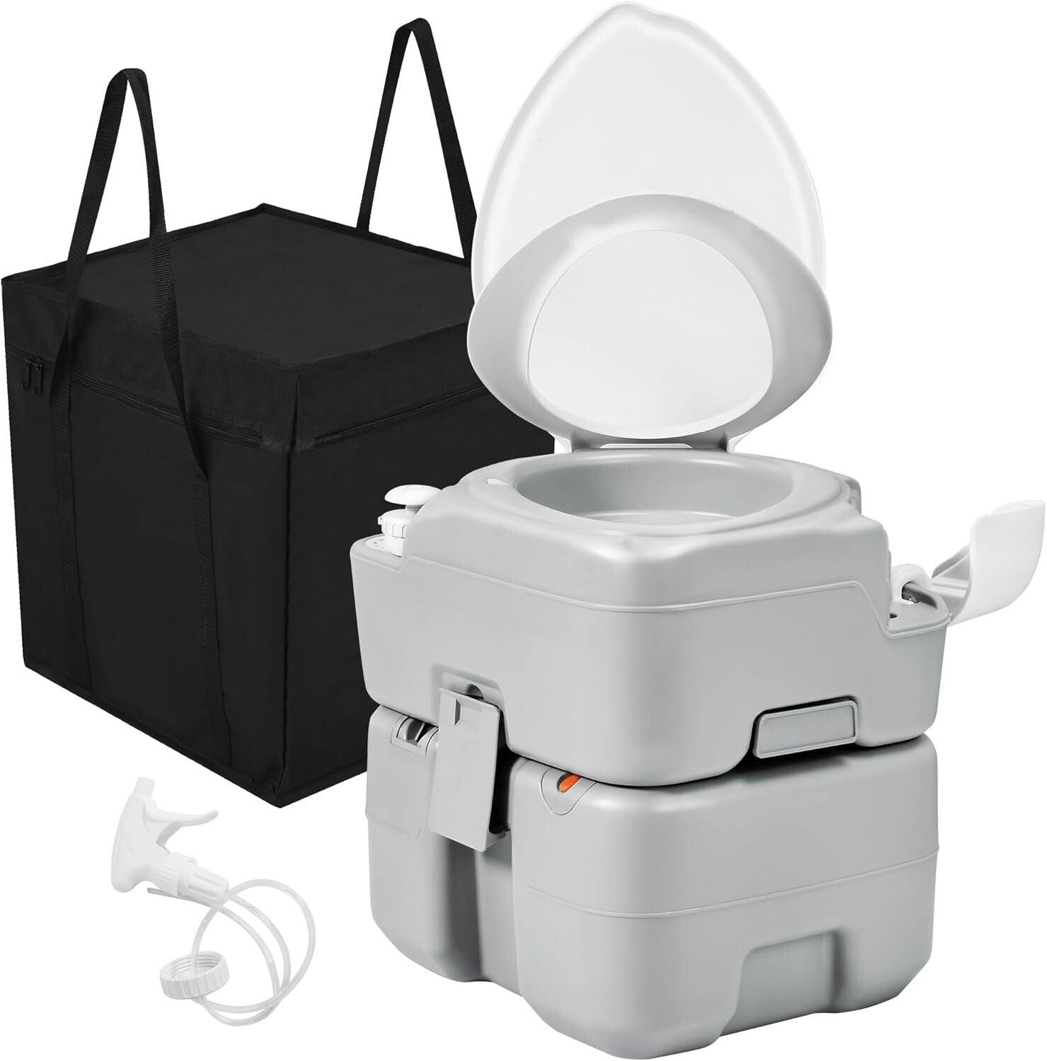 Ergonomic Portable Camping Toilet with Diagonal Bowl & 5.3 Gal Waste Tank
