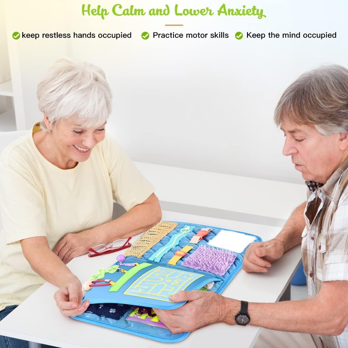 Interactive Fidget Blanket for Alzheimer’s Care - Soft Velvet & Unique Textures