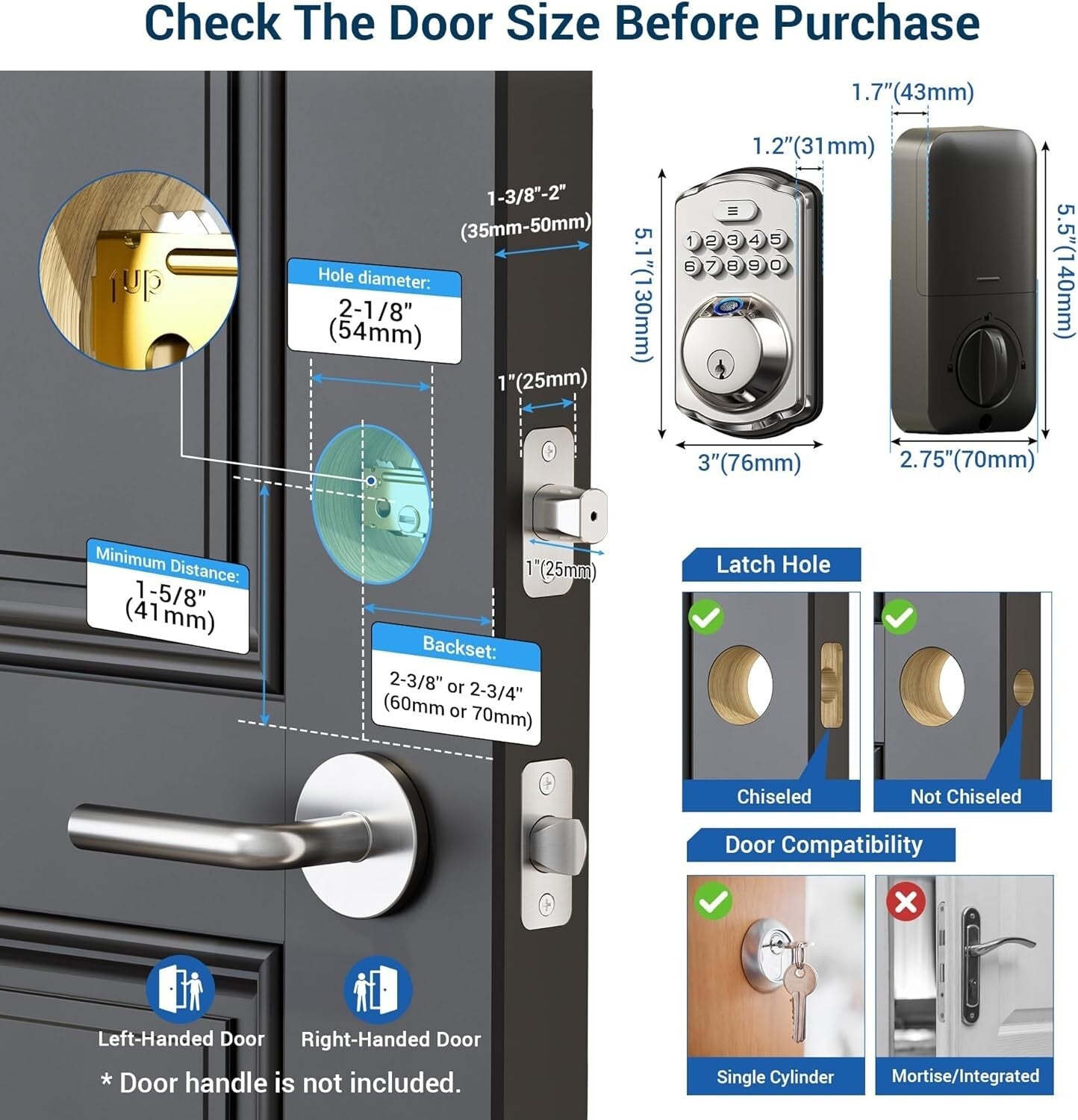 Biometric Electronic Keypad Deadbolt - 4-in-1 Fingerprint and Passcode Access
