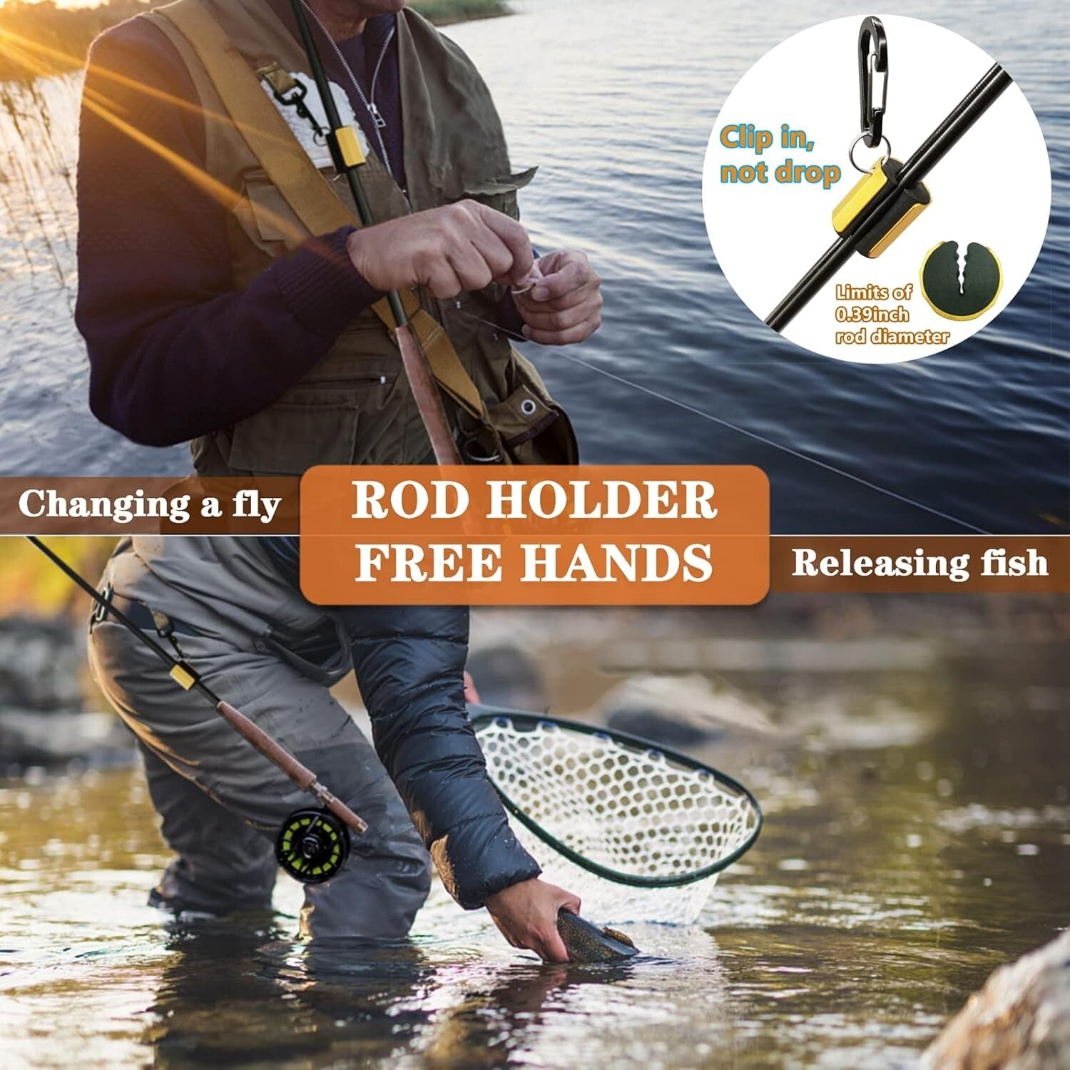 Wooden Frame Trout Landing Net with Magnetic Release - Ideal for Catch & Release