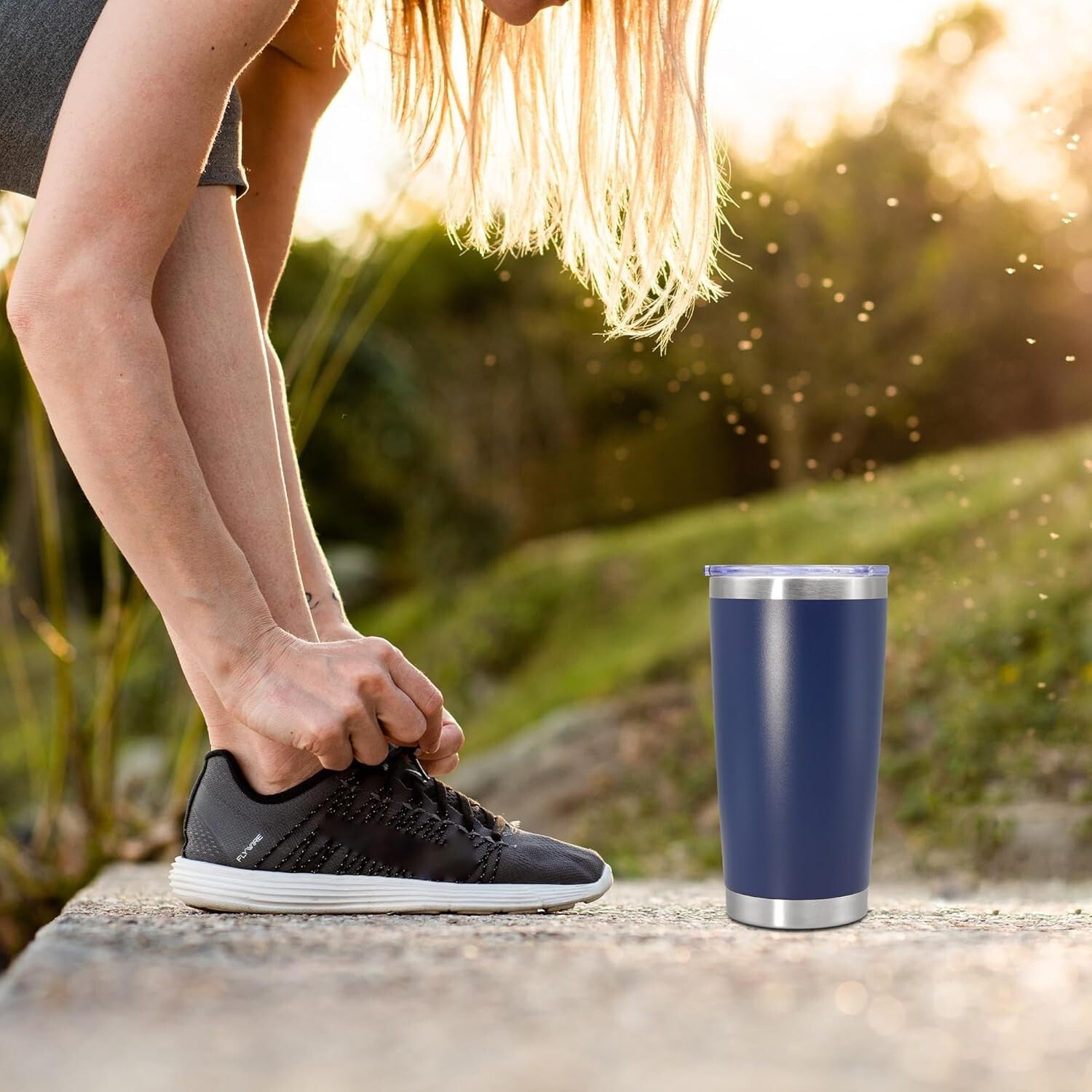 Insulated 20 oz Coffee Travel Mugs - Navy Powder Coated 8-Pack for All Occasions