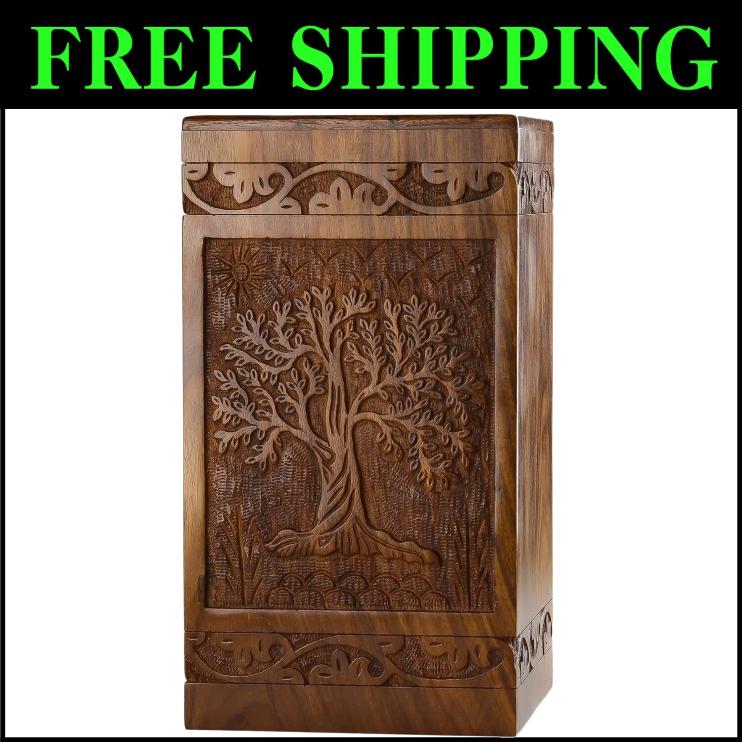 Elegant Handcrafted Cremation Urn for Adults - Tree of Life Design, 250 lbs