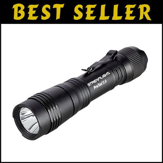 Rechargeable Black Tactical Flashlight - 2000 Lumens, USB-C and Holster Included