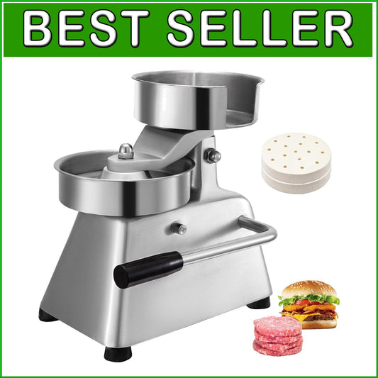 Effortless 4-Inch Patty Maker - Stainless Steel Burger Press with Patty Papers