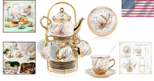 Load image into Gallery viewer, Exquisite Ceramic Tea Set - 20 Pcs with Gold Accents for Elegant Gatherings
