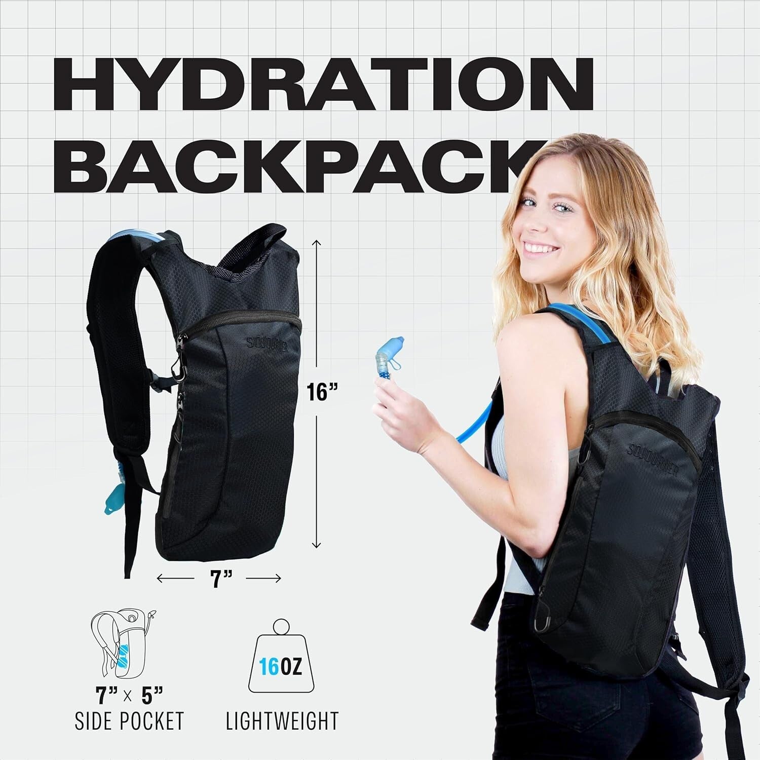 Lightweight 2L Hydration Backpack with Adjustable Straps for Festivals & Sports