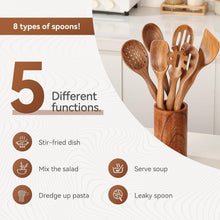 Load image into Gallery viewer, Organize Your Kitchen with 10-Piece Wooden Spoon Set and Sturdy Hanging Hooks